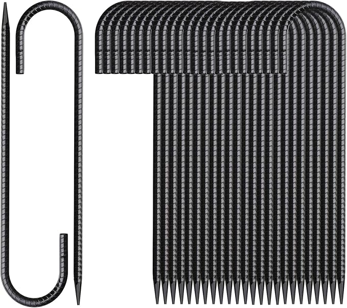 16 Inch Rebar Stakes J Hook 26 Pack Ground Stakes Heavy Duty Tent Stakes with Chisel Point End