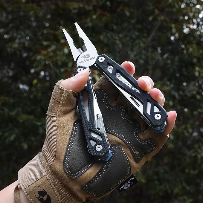 MOSSY OAK Multitool, 21-in-1 Stainless Steel Pocket Knife with G10 Handle, Screwdriver Sleeve