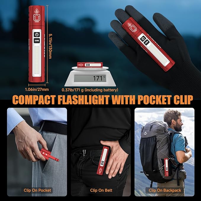 Rechargeable Tactical Flashlights High Lumens - Super Bright Small Powerful LED Magnetic USB C