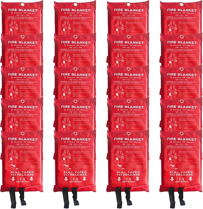 20 Packs Fire Blanket ??39.37x39.37 Inches, 1100??Heat Resistant, Emergency Fire Suppression