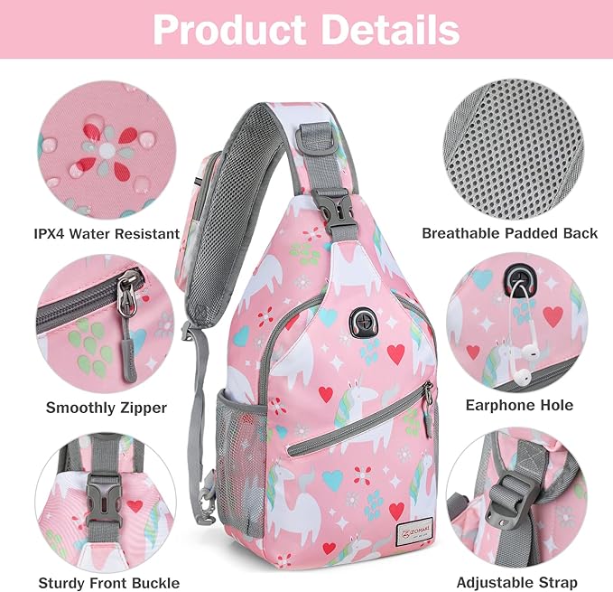 ZOMAKE Sling Bag,Small Crossbody Sling Backpack,Water Resistant Shoulder Daypack for Travel,Anti