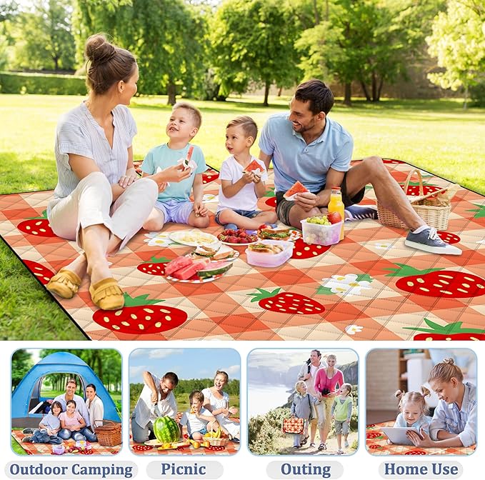 Extra Large Picnic Blanket Waterproof,80"x 80"Foldable Machine Washable Beach Blanket,Outdoor
