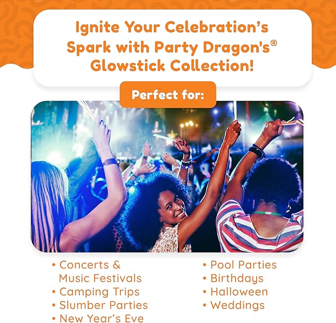 Glow Fever 209pcs Glow Sticks Bulk Party Pack includes 100 8" Glow Sticks and 109 Accessories, with