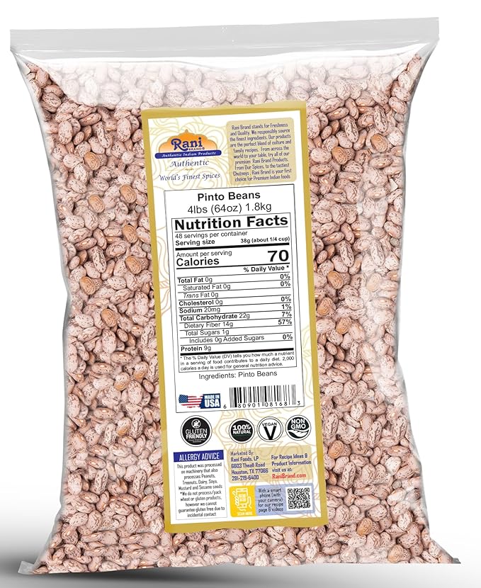 Rani Pinto Beans 64oz (4lbs) 1.81kg Bulk ~ All Natural | Vegan | Gluten Friendly | NON-GMO | Kosher