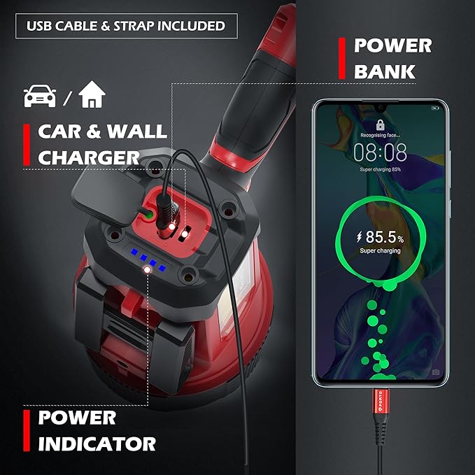 FORTO Rechargeable Spotlight Flashlight with 80000 Candela, 200000 Lumens Handheld Spotlight with