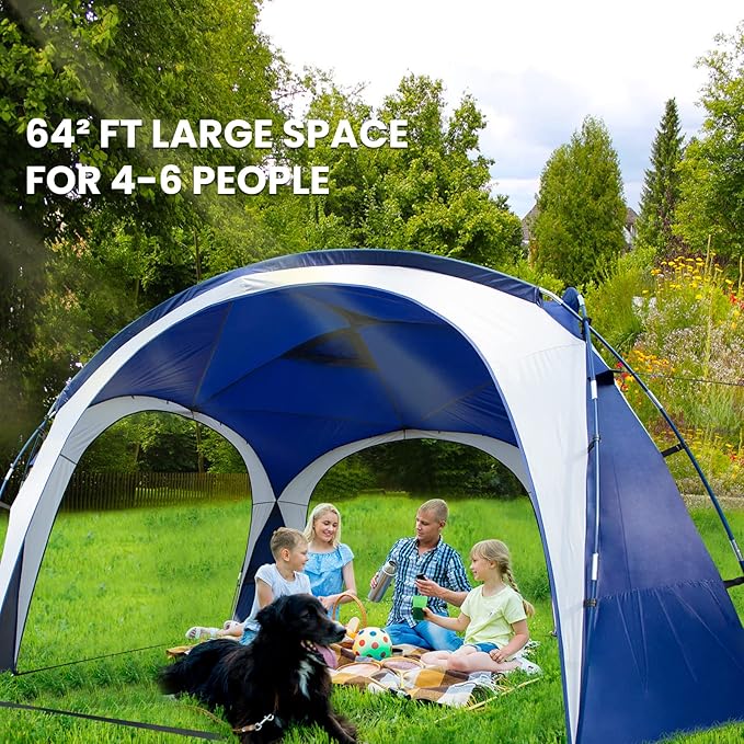 UNP Easy Beach Tent Pop Up Canopy UPF50+ Tent with Side Wall, Ground Pegs, and Stability Poles, Sun
