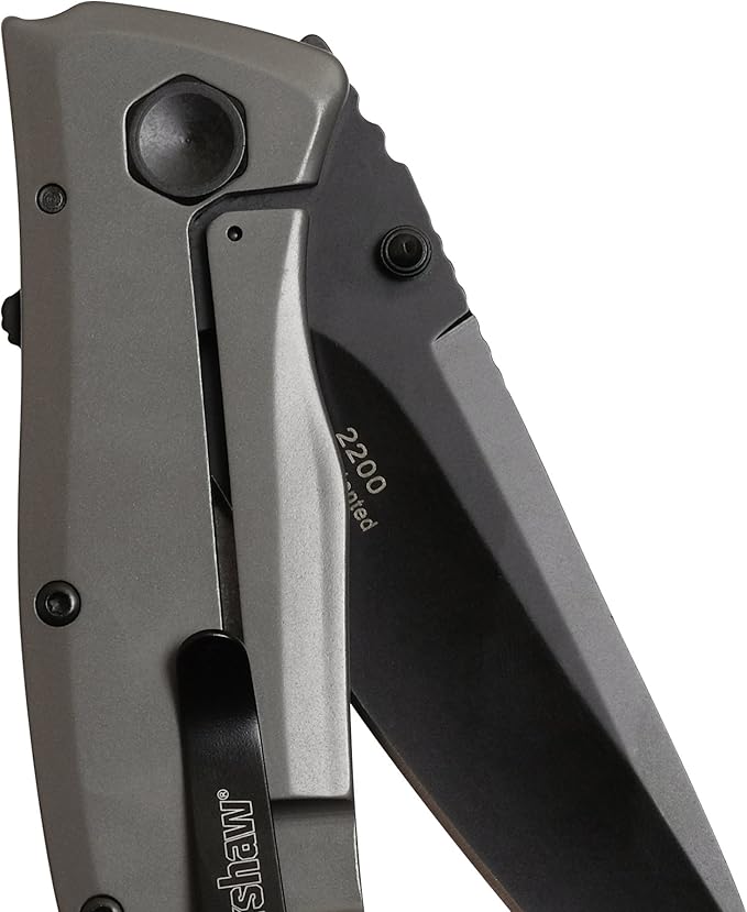 Kershaw Grid Pocketknife, 3.7" 8Cr13MoV Steel Drop Point Plain Edge Blade, Assisted One-Handed