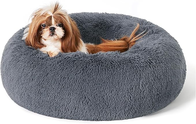 Bedsure Calming Dog Bed for Small Medium Dogs - Donut Washable Medium Pet Bed, 27 inches Anti-Slip