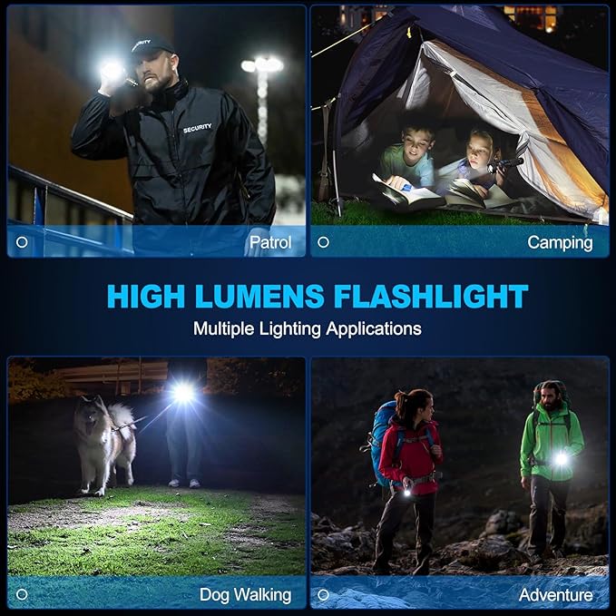 Alicegirl Rechargeable Flashlights High Lumens, 99000LM Super Bright Flashlight, Adjustable