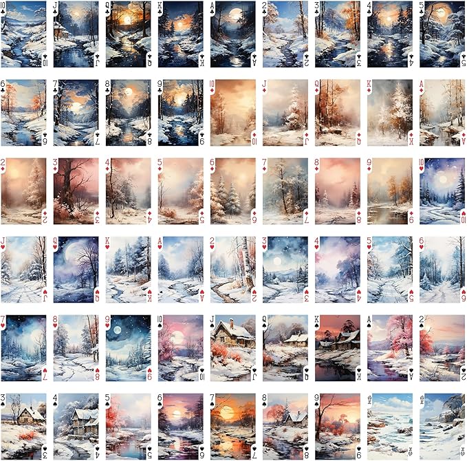 Frosty Morning Playing Cards (Poker Deck 54 Cards All Different) Frosty Winter Forest Landscapes