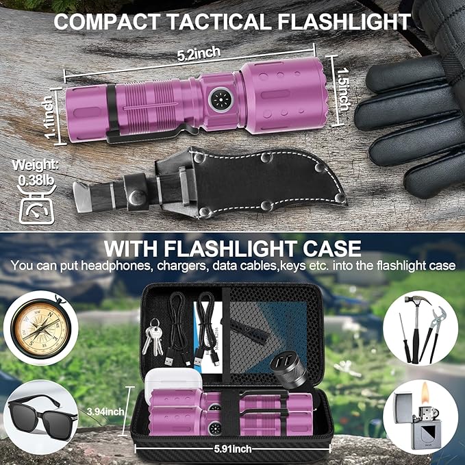 Flashlights High Lumens Rechargeable, Super Bright Long Range Small Powerful Flashlight, 6 Modes