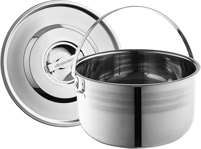 Camping Cookware Set - Compact Stainless Steel Campfire Cooking Pots and Pans | Combo Kit with