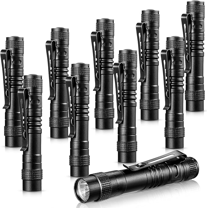 Honoson 10 Pieces Mini Pen Light Flashlight Small LED Pen Light Aluminum Pocket Flashlight with