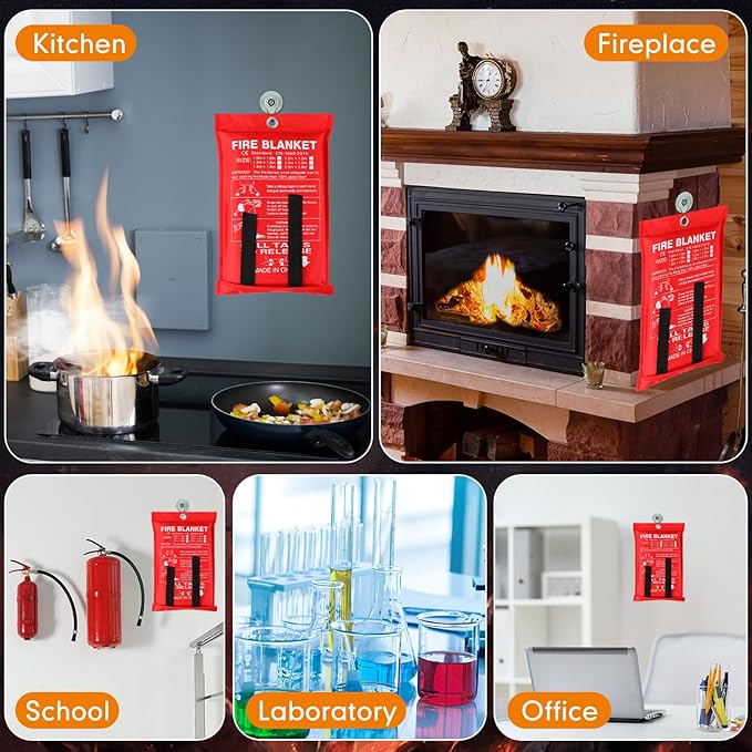 Moukeren Fire Blanket Fire Emergency Blankets for Home Kitchen, Survival Safety Flame Suppression