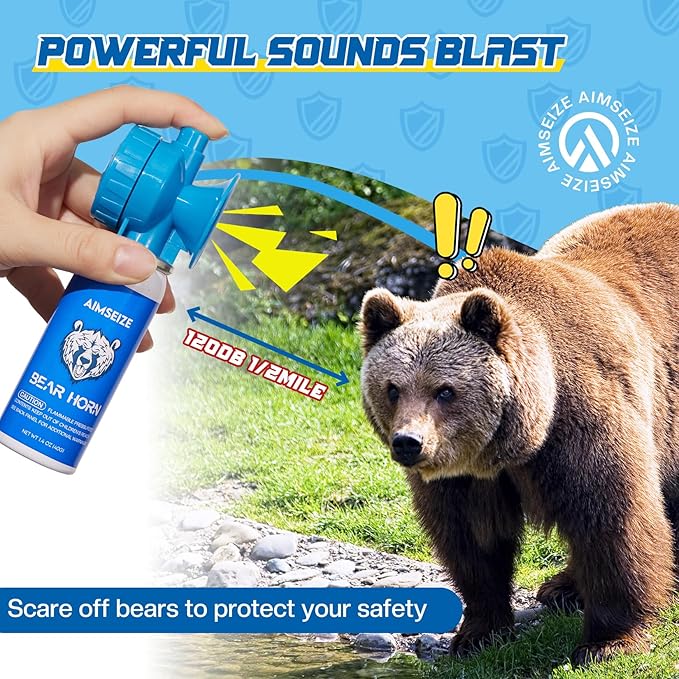 Bear Horn for Self Defense: 1.4oz Air Horn to Scare Bears, 120dB Heard Up to 1/2 Mile Away, Bear