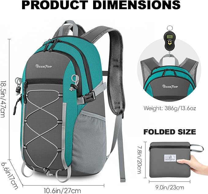 Seektop 20L Foldable Waterproof Hiking Backpack, Ultralight Small Lightweight Daypack Packable
