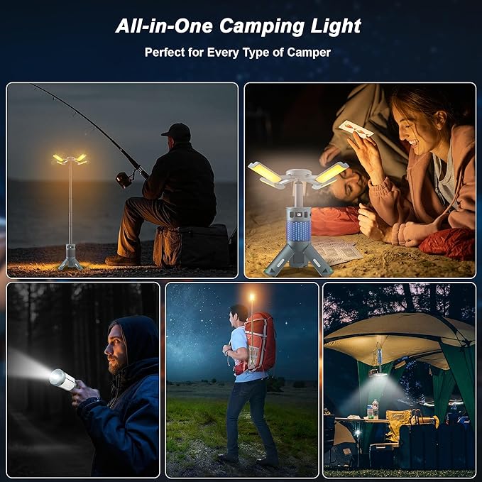 Camping Lights, Rechargeable Telescopic Camping Lights with Stand,12,000mAh Camping Lanterns &