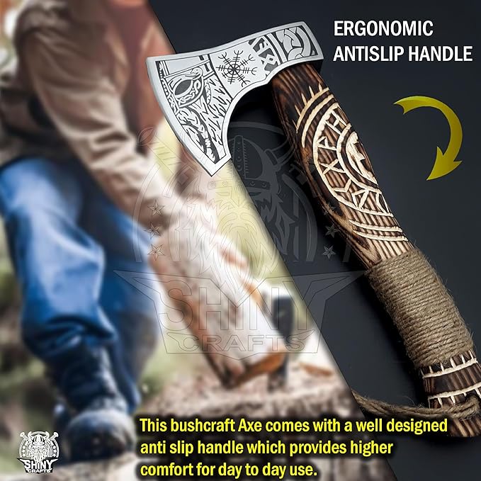 SHINY CRAFTS | Custom Handmade Carbon Steel Viking Axe,Valentine's Day Gift, Birthday Gift for him
