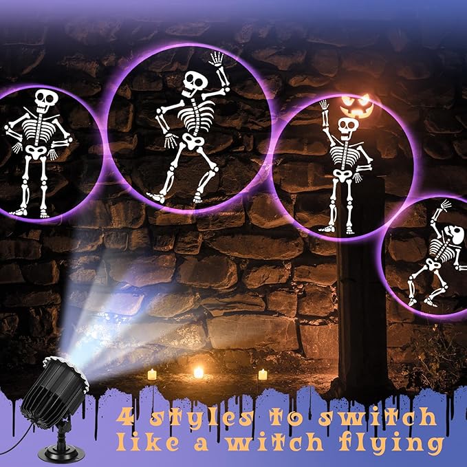 Halloween Projector Light with 1 Film Slides Holiday LED Projector Lights Outdoor Reflectors