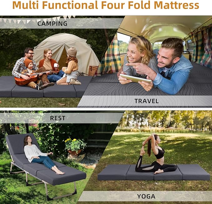 Memory Foam Camping Mattress Pad, 3 Inch Thick Waterproof Foldable Sofa Bed Floor Mattress
