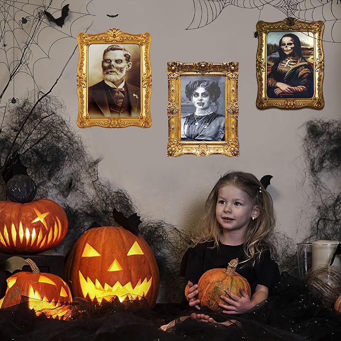 ECGER Halloween Decorations Indoor, Haunted Scary Decor - 3D Changing Face Pictures, Vintage Moving