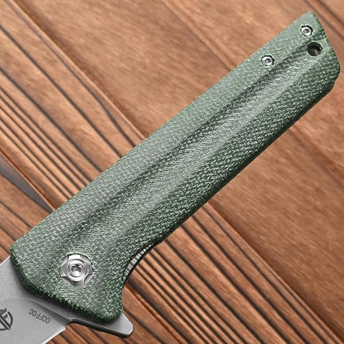 FF4 Folding Knife, AUS-10 Steel Blade Micarta Handle Knife for Outdoor Camping Hunting Fishing