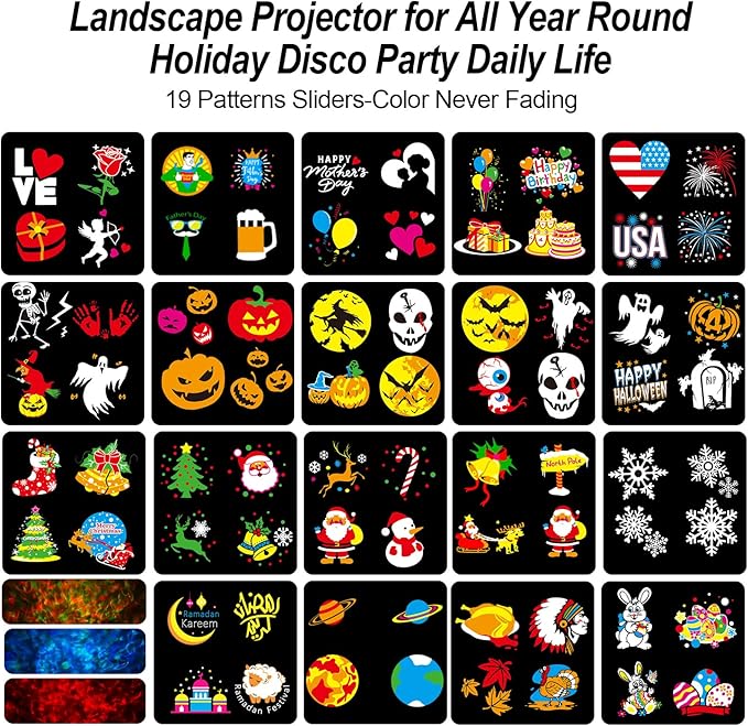 2025 Upgraded Brighter Halloween Decorations Projector Lights for Home, FLITI 19 HD Slide Christmas