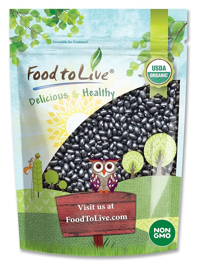 Food to Live Organic Black Beans, 8 Ounces Non-GMO, Whole Dried Beans, Sproutable, Vegan, Kosher