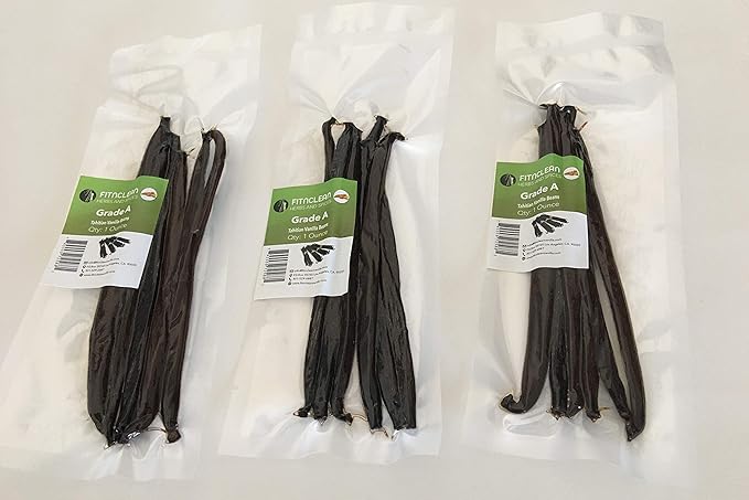1oz Vanilla Beans Grade A Tahitian for Extract, Cooking and Baking by FITNCLEAN VANILLA| 1 Ounce