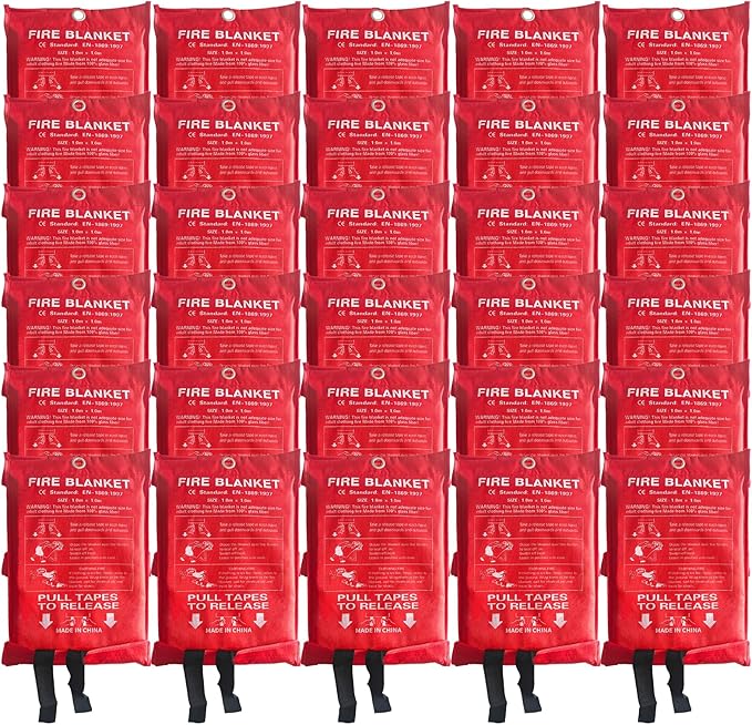 30 Packs Fire Blanket ??39.37x39.37 Inches, 1100??Heat Resistant, Emergency Fire Suppression