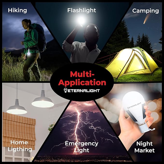 Original Defense EternaLight Rechargeable LED Bulbs (4 Count) - Emergency Light Bulbs with Battery