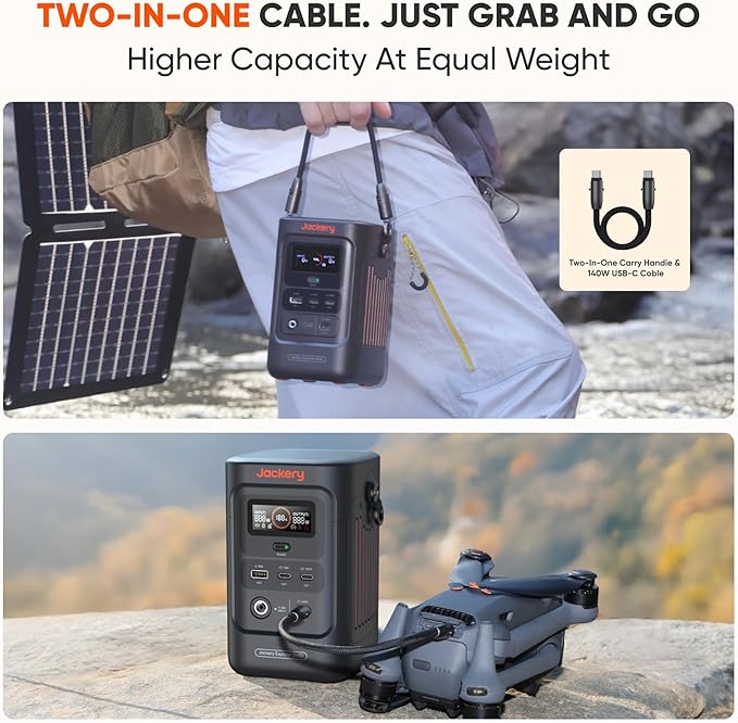 Jackery Explorer 240D Power Bank, 256Wh LiFePO4 Battery Portable Power Station, Charging Cable