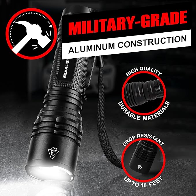 GearLight LED Tactical Flashlights High Lumens - Mini Flashlights for EDC Carry - Compact Powerful
