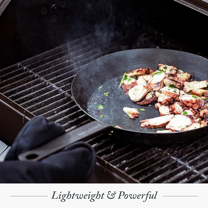 Merten & Storck Pre-Seasoned Carbon Steel 12” Frying Pan Skillet, Use on Induction, Stove and