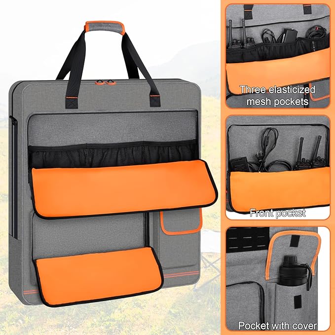 Solar Panel Storage Bag with Orange Lining, Deepened Opening, Zipper with Pull and Multi-Accessory