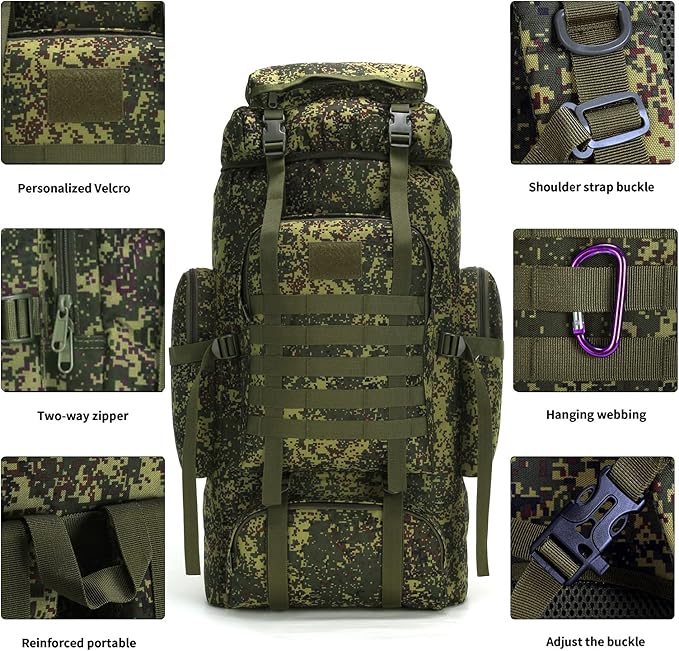 Hiking Backpack for Men 70L/100L Camping Backpack Military Rucksack Molle 3 Days Assault Pack for