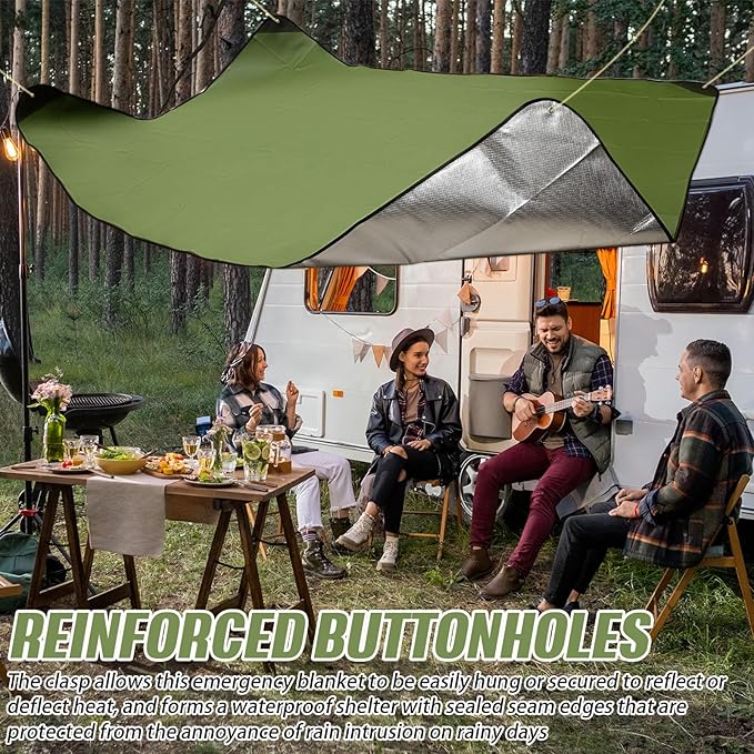 Kanayu 4 Pcs Emergency Thermal Survival Blankets 82 x 60 Inch,Heavy Duty Emergency Poncho Tarp