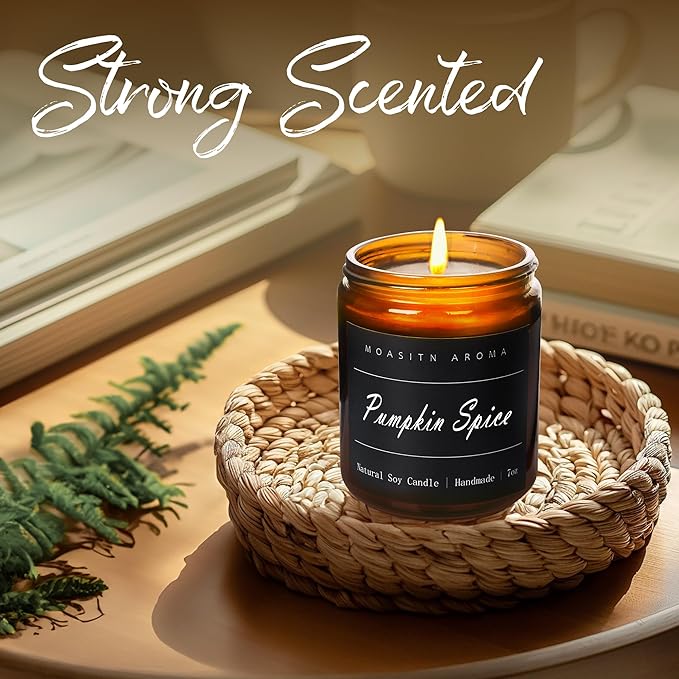 MOASITN Pumpkin Spice Heavenly Scented Candles for Home| Natural Soy Fall Candle| Handmade Long