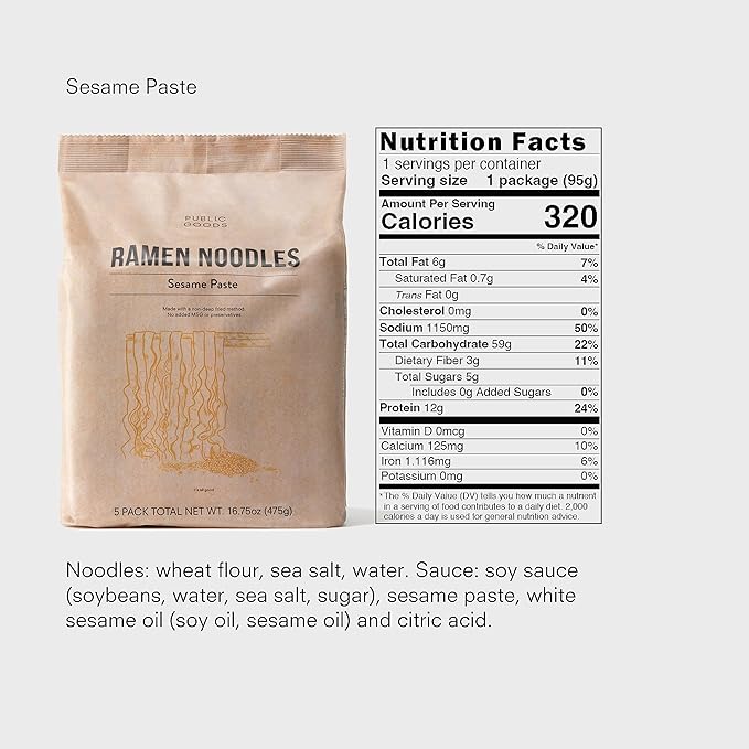 Public Goods Ramen Noodles | Brothless Vegan & Vegetarian Instant Ramen | Healthy, High Protein