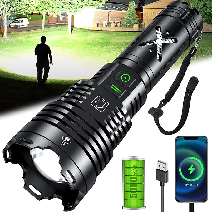 Rechargeable Led Flashlights 5200.000 High Lumens,Super Bright Flashlight True,Powerful Tactical