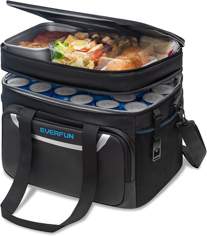 EVERFUN Small Cooler Lunch Box Mini Leak-Proof Soft Double Deck 24 Can Personal Insulated