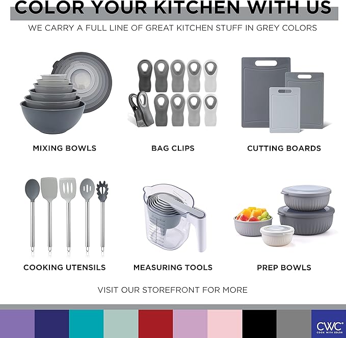 COOK WITH COLOR Silicone Cooking Utensils, Kitchen Utensil Set, Easy to Clean Silicone Kitchen