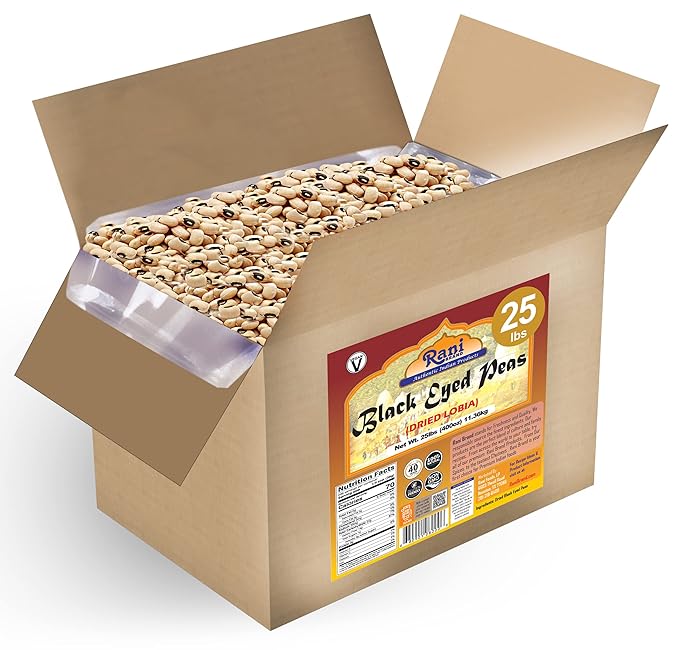Rani Black Eyed Peas, Dried Cowpeas (Lobhia) 400oz (25lbs) 11.36kg Bulk Box ~ All Natural | Vegan |