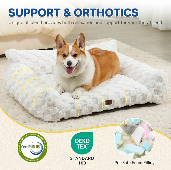 Large Dog Bed Sofa, Fluffy Pet Bed for Medium and Large Dogs, Supportive Dog Couch Sofa for Dogs