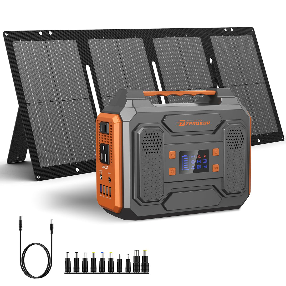 Portable Solar Generator 300W Portable Power Station with 60W Solar Panel