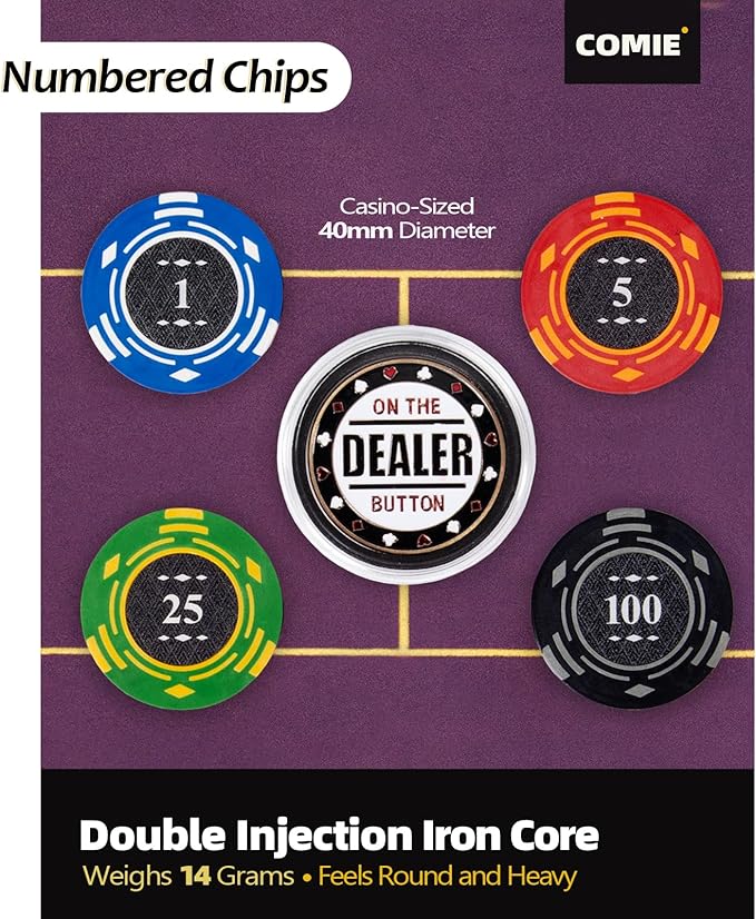 Clay Poker Chips,400PCS 14 Gram Chip Set with Deluxe Travel Case, Numbered Chips,Poker for Texas