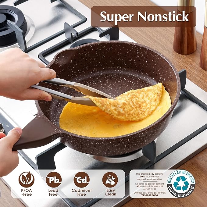 SENSARTE Nonstick Deep Frying Pan Skillet, 10-inch Saute Pan with Lid, Stay-Cool Handle, Cooking