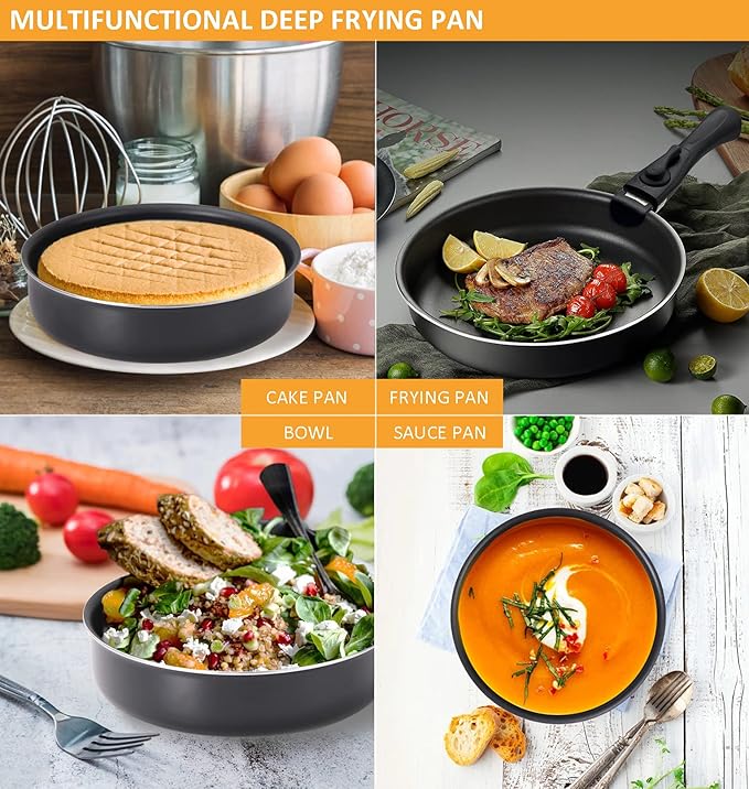 16 Pieces Kitchen Removable Handle Cookware Sets, Stackable Pots and Pans Set Nonstick for