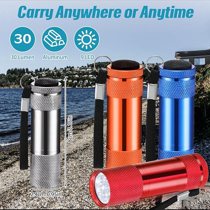 VIHOSE 20 Pcs Mini Flashlights Bulk, Bright Aluminum Handheld Flash Light with Lanyard Small LED