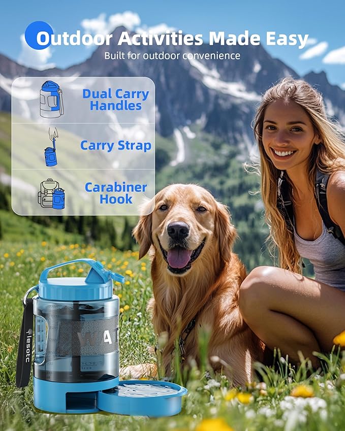 Dog Water Bottle Travel Portable - 77oz Large Travel Water Bowl Dispenser for Dogs Camping